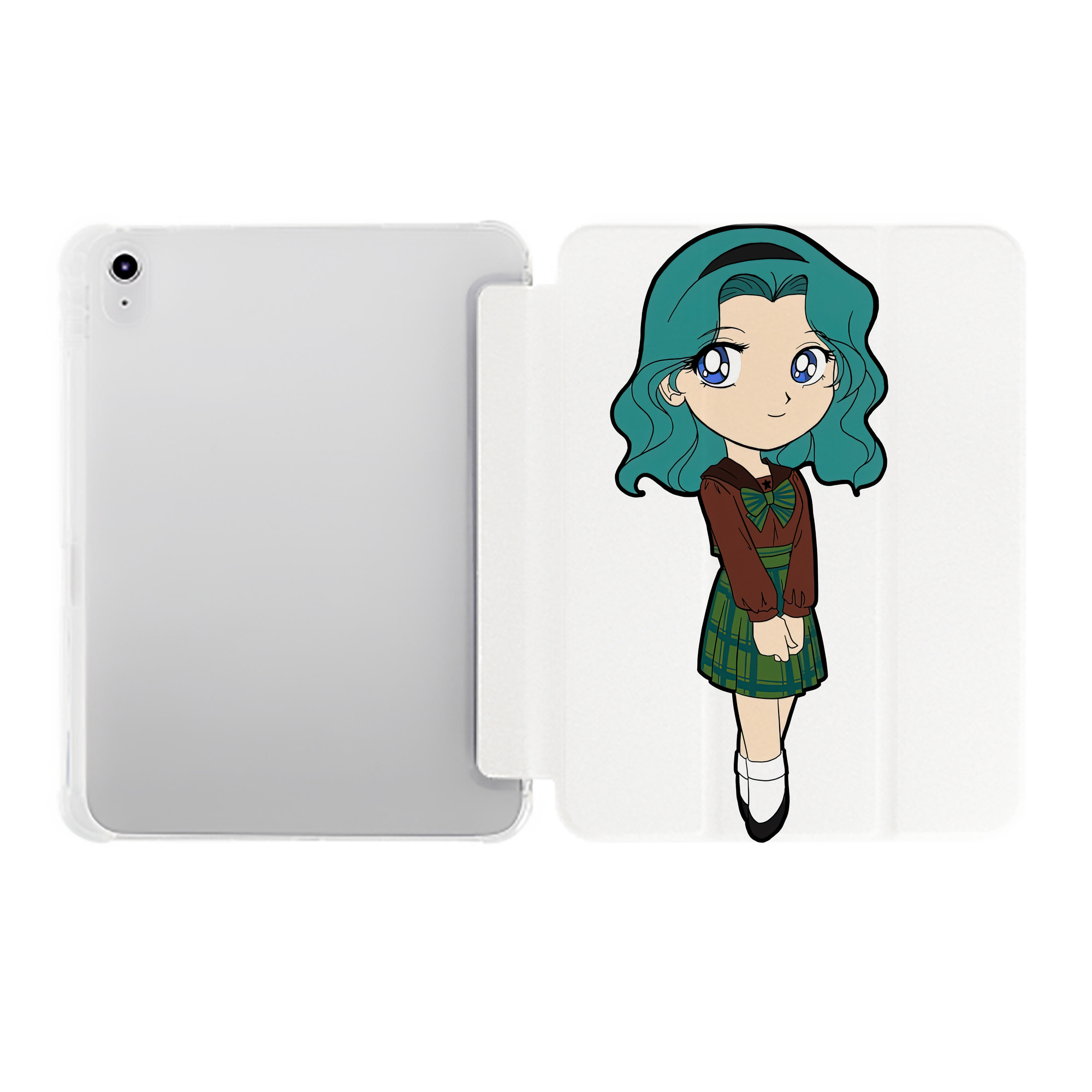 （画像用） 美少女戦士セーラームーン 海王 みちる（かいおう みちる） Sailor Moon Kaiou Michiru IPad ケース ペン収納付き 三つ折りスタンド PUレザー×シリコン 対応機種9.5/10.5/10.9インチ